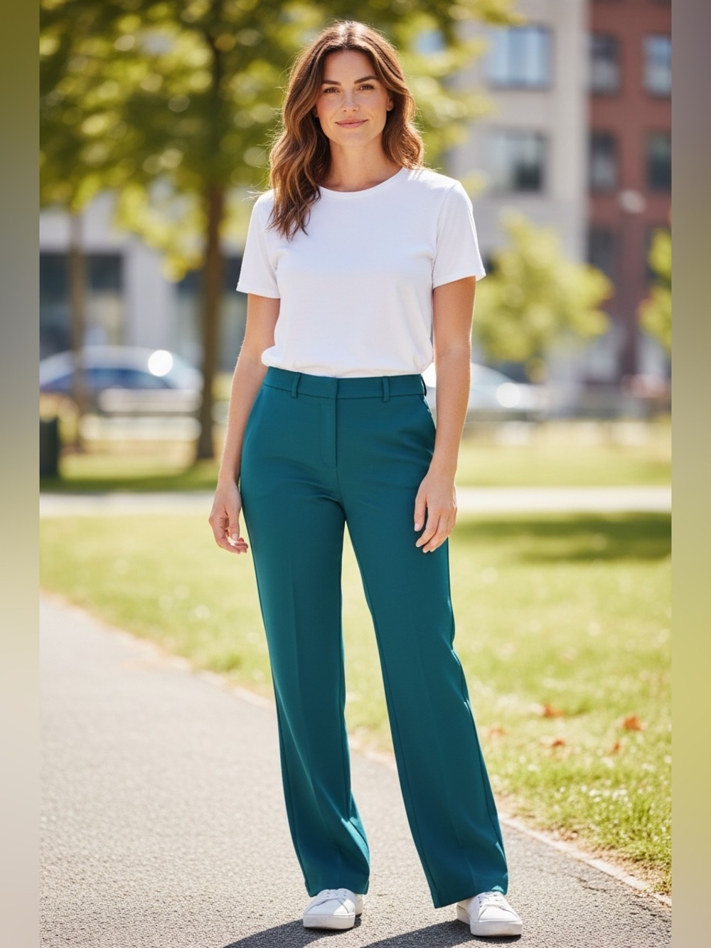 Rachel Zoe Teal Straight -Leg Trousers Size 10